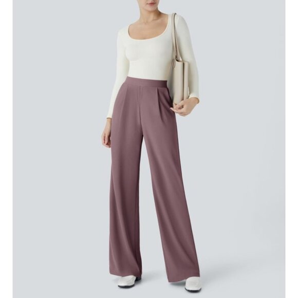 Halara Flex High Waisted Body Sculpt Waist Slimming Wide Leg Waffle Sz Small Pur - Picture 13 of 14